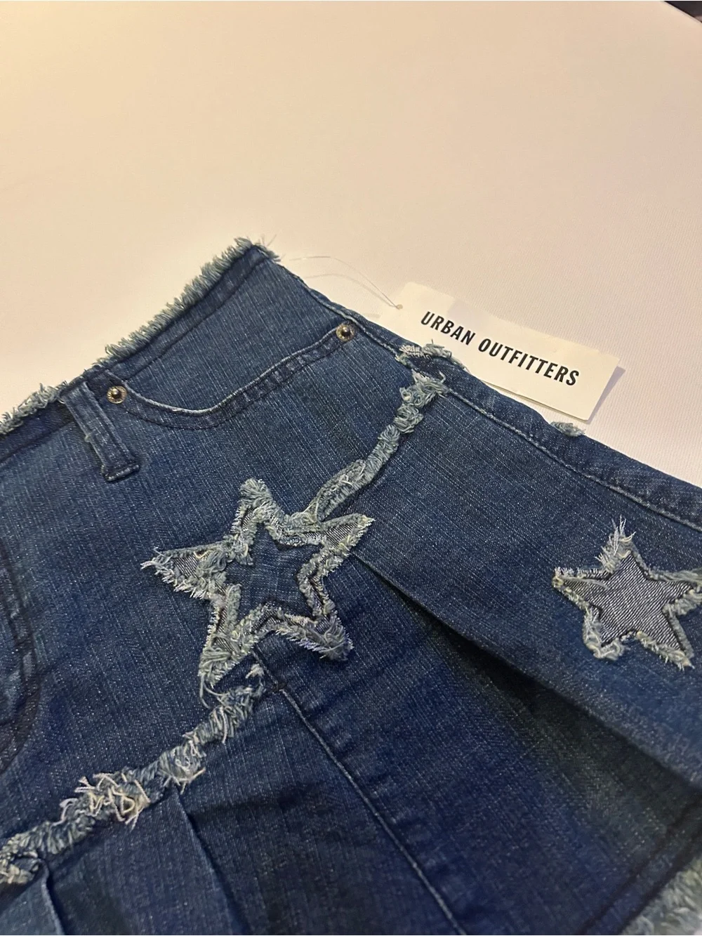 Urban Outfitters Y2K Western Cowgirl Concert Denim Mini Skirt Raw Hem Size M NWT